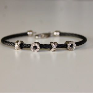 Black cable bracelet with diamond XOXO